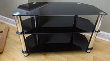 Glass Corner TV Stand Black