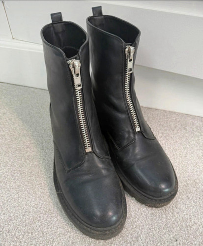 Peacocks black leather ankle
