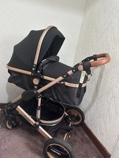 Baby Pram Double Seat with Adjustable Backrest and Safety Belt Buggy Pushchair