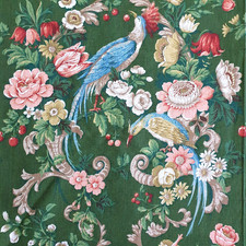 Sanderson Vintage 1973 Seguela Exotic Bird Rare Linen Fabric Material 7.3 Meters