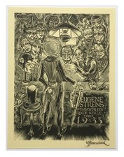 Signed Original Woodcut by W. J. Rozendaal. New Year's Greeting from E. Strens.