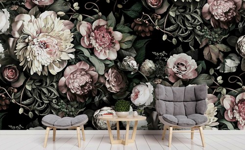 Antique floral wallpaper - 3d,