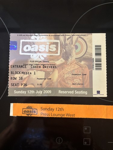 Oasis vip guest - ticket, stub