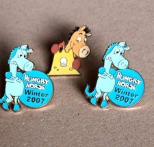 3 Hungry Horse pin Badges. 2 Winter 2007 + 1
