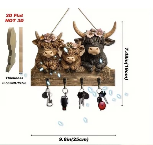 Wooden highland cow - cow, holder