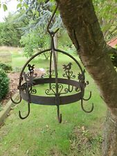 18th C Blacksmith Made Wrought Iron Game Hanger Hooks Country Kitchen Pot Hanger