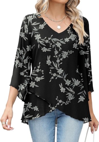Ladies tops sleeve chiffon - 3/4,
