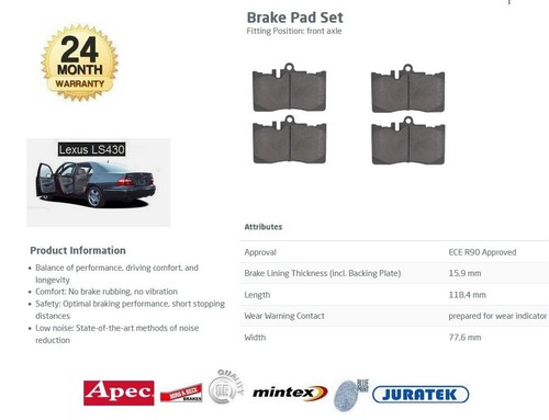 Front axle brake - pads, for