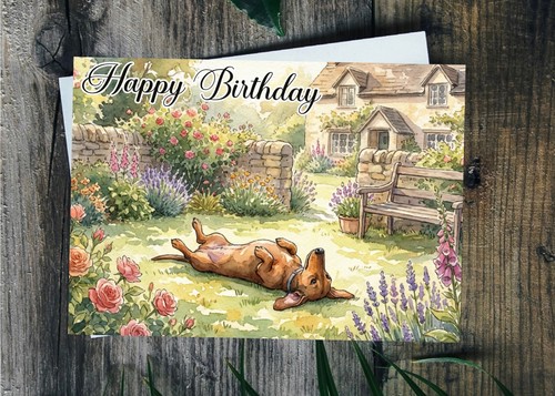 Dachshund birthday card large - dachshund,