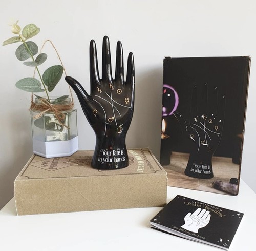 Black palmistry hand ornament - black,
