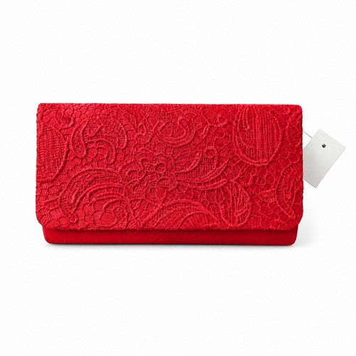 Ladies red lace clutch bag - ladies,