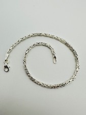 925 Sterling Silver Mens 3mm Kings Square Byzantine Bracelet 8 Inch Solid