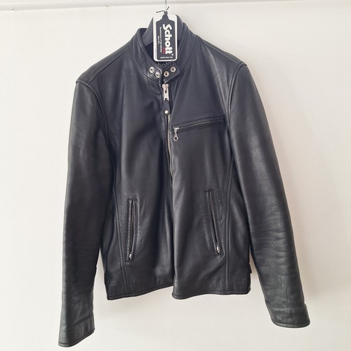 Schott black leather - black, cafe