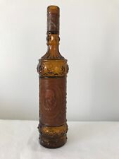 Vintage Leather Wrapped Embossed Pressed Glass Wine Bottle - William Shakespeare