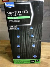 WICKES 8 X 30mm BLUE 12V LED OUTDOOR IP65 DECK DECKING LIGHT KIT 10.5M RUN