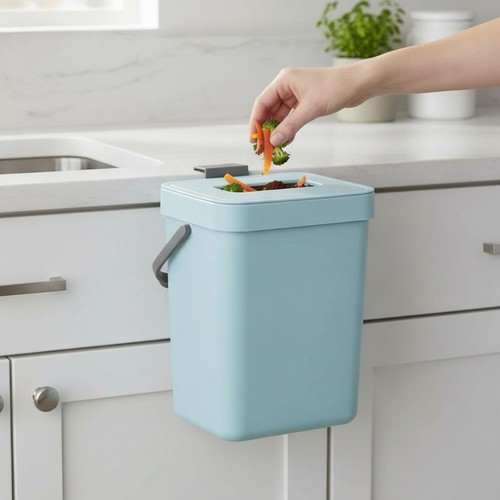 Blue countertop compost bin - blue,