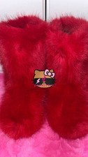 🎀Red Faux Fur Y2K Kawaii Furry Fuzzy Yeti Snow Boots Baddie Christmas Size 6 🎀