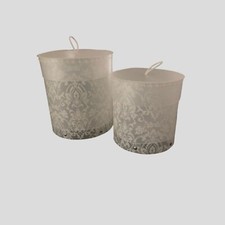 Zara Home Two Plastic Floral Patterned Cylindrical Small Storage Boxes. Rare.