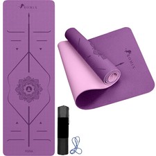 Yoga Mat 6mm Non Slip with Alignment Pilates Gym Fitness Exercise Mat Workout