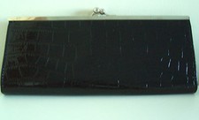Black & Silver Clutch Bag.Croc