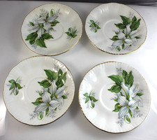 PARAGON  Fine Bone China   WHITE TRILLIUM SAUCERS - Set of 4