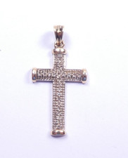 Pendant Diamond Cross 9 carat yellow gold 0.20 carat natural diamonds