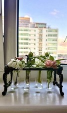 Vintage antique cast-iron test tube rack  glass test tubes vase flowers display