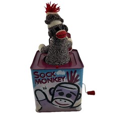Sock Monkey Jack In The Box Schylling 2008 Retro Style Kids Toy Wind Up Toy