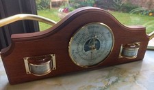 Daymaster Weather Station Vintage Padauk Wood Three Dials Barometer, Thermometer