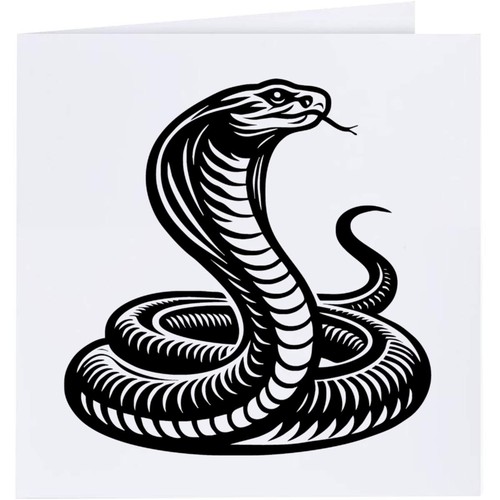 Coiled cobra snake greeting - 'coiled, snake'
