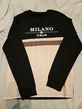 Mens Top T Shirt Milano Italia Long Sleeved Size M Polyester Thick Material