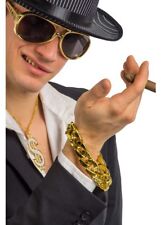GOLD GANGSTER BRACELET Pimp Rapper DEL BOY Fancy Dress Costume Chain Bling UK