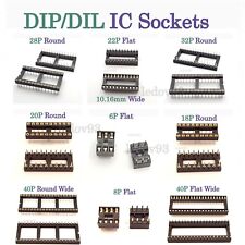 DIP DIL Sockets 0.1 inch 2.54mm Pin Pitch IC Adaptor Solder Type Row Spacing UK