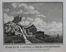 Original antique print - , harlech