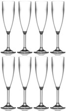 Champagne Flute Clear - Reusable Polycarbonate Plastic - 187ml/6.6oz - Pack of 8