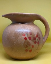 Vintage Pottery Jug  Red Flowers
