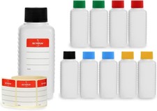 10 x 100 ml HDPE Plastic Bottles, Food Safe e.g. for Airplane, Travel, Camping,