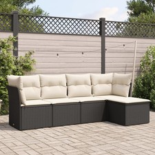 Garden Sofa Set Black PE