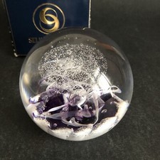 Selkirk Glass Paperweight Cadenza Purple Boxed Signed/Dated 2005 Heavy Glass VGC