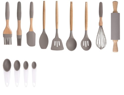 Silicone wooden handle kitchen - wooden,