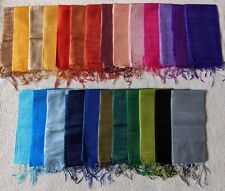 New Thai Silk Scarf (Raw Silk) Blue Black Pink Orange Purple Gold Green Silver