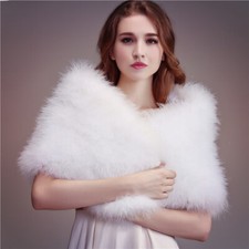 Women Real Ostrich Feather Fur Shrug Shawl Wraps For Bride Wedding Party 