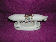 Triood Crested China WW1 British Airship on Stand. WORKSOP Crest. (Ja)