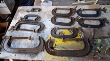 10 Vintage Record G Clamps 10in X2 8in X1 6in X4 2in X1 All Good & Serviceable 