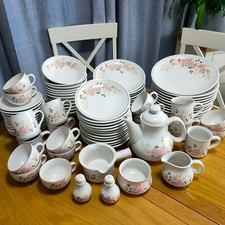 Vintage Ceramic Tea Set Crockery 1980's Boots Hedge Rose Floral Dining Tableware