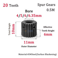 0.5M 20-24T Spur Gears Steel