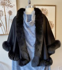 MINK FUR Trim Cashmere Black
