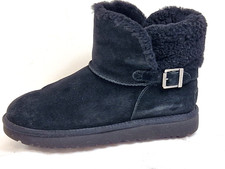 UGG Australia Karel Ladies short sheepskin Boots Suede Black UK 6.5 EU 39
