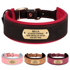 Personalised Custom Dog Collar Wide for Large Dogs Soft Padded Adjustable M-XL