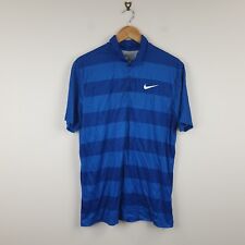 Nike Golf Polo Shirt Men's Medium Blue Standard Fit Striped Short Sleeve Dri-Fit